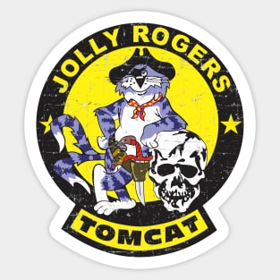 Grumman F-14 Tomcat - Jolly Rogers - yellow Grunge Style Sticker